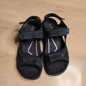 ECCO Onroads Mens Black Leather Sport Sandals Sz 43- 9-9.5